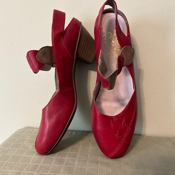 Rieker AntiStress Cherry Red Mary Jane - Open Back - Size 8 to 8.5 - EU 39 - Picture 3 of 10